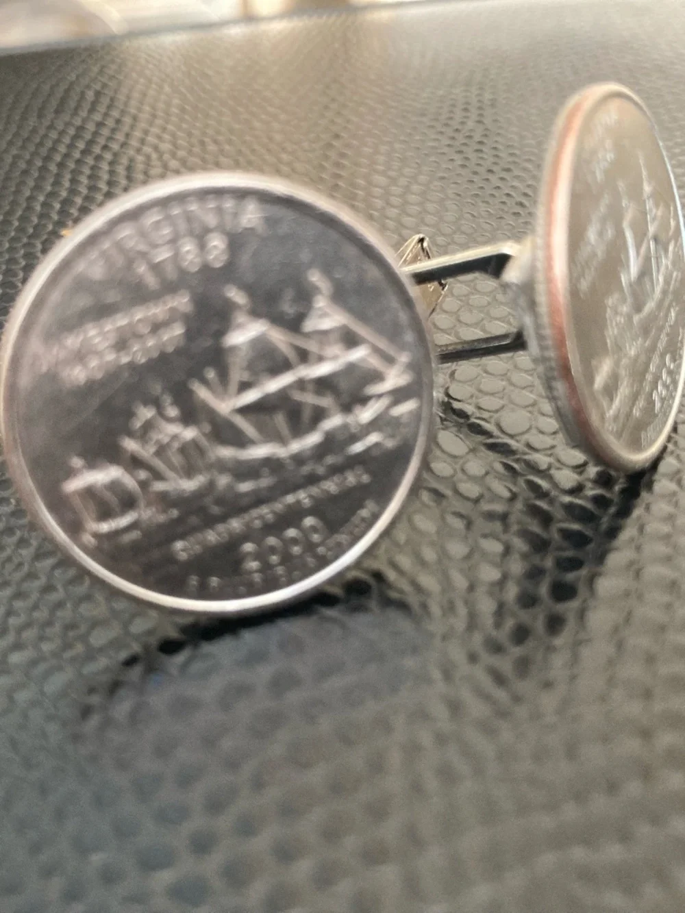 Virginia Jamestown Quadricentennial Quarter Cufflinks – Handmade Coin Jewelry